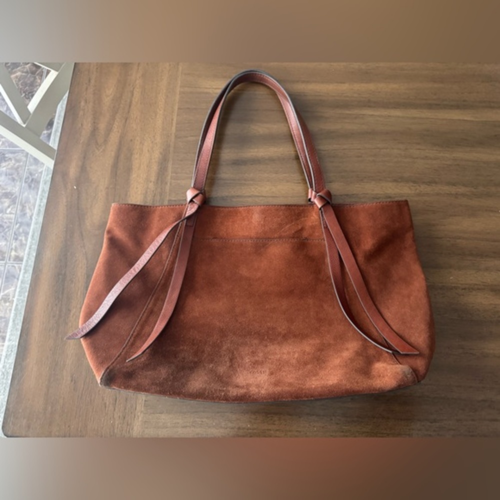 Fossil Brown Suede Tote Bag